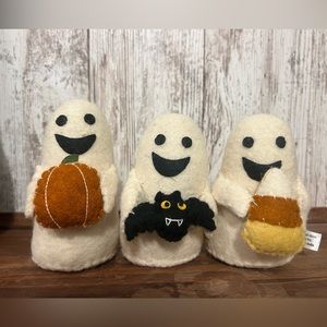 Set of Three Halloween Wool Ghosts